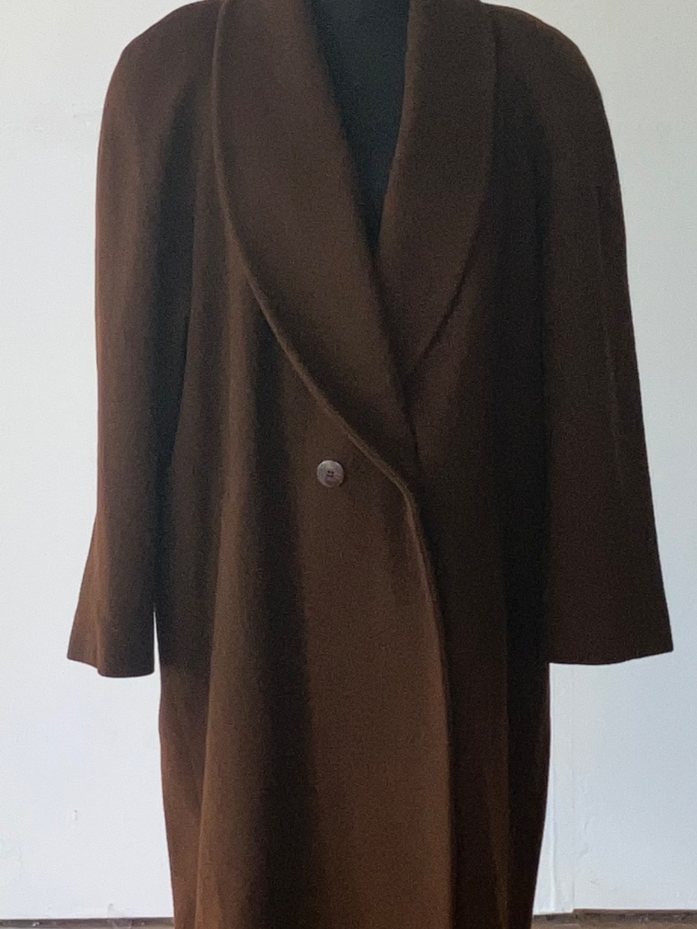 Chocolate brown, long wool coat - Picture 13 of 13